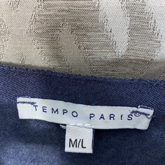 Tempo Paris Dolman Sleeve Scoop Neck High Low Multi-Blue M/L Sweater - Picture 5 of 5